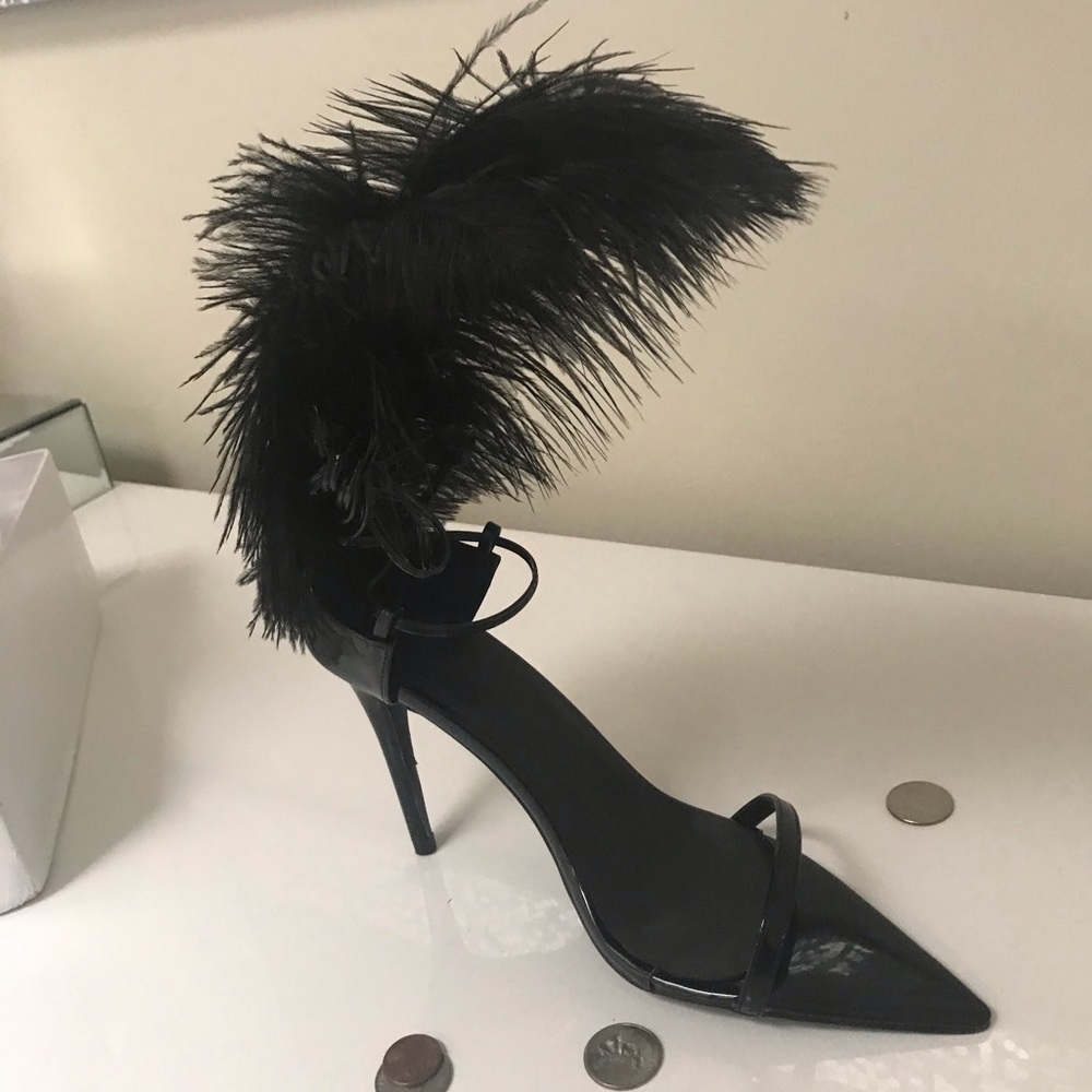 zcrave ostrich open toe heels